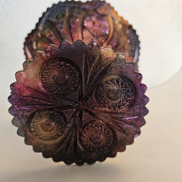 HANDCRAFTED Upcycled Etched Glass Goblet Dish HANDPAINTED Tabletop Art Decor - Picture 16 of 17